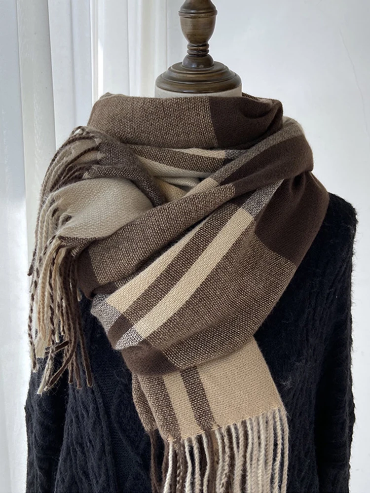 New Fashion Vintage Scarf Headscarf Winter Women Ladies Men Preppy Plaid Tassel Scarve Warm Pashmina Mujer Femme Male Wrap Shawl