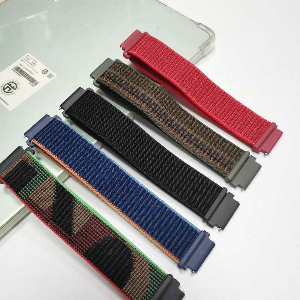 حزام رياضي من النايلون لـ Garmin Forerunner 265 570 255 165 Venu 3 2 sq/Vivoactive 5 20 مللي متر/22 مللي متر سوار لساعة هواوي/Huami