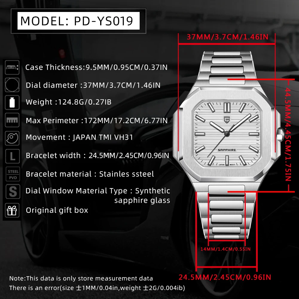 PAGANI DESIGN ساعة كوارتز ساعة رجالي فاخرة مضيئة ساعة رجالي الفولاذ المقاوم للصدأ مقاوم للماء ساعة اليد AR الياقوت مرآة على مدار الساعة