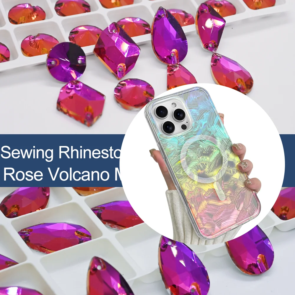 Rose Volcano All Shape Sew On Rhinestones Glitter Glass Sewing Flatback Crystal Strass стразы пришивные