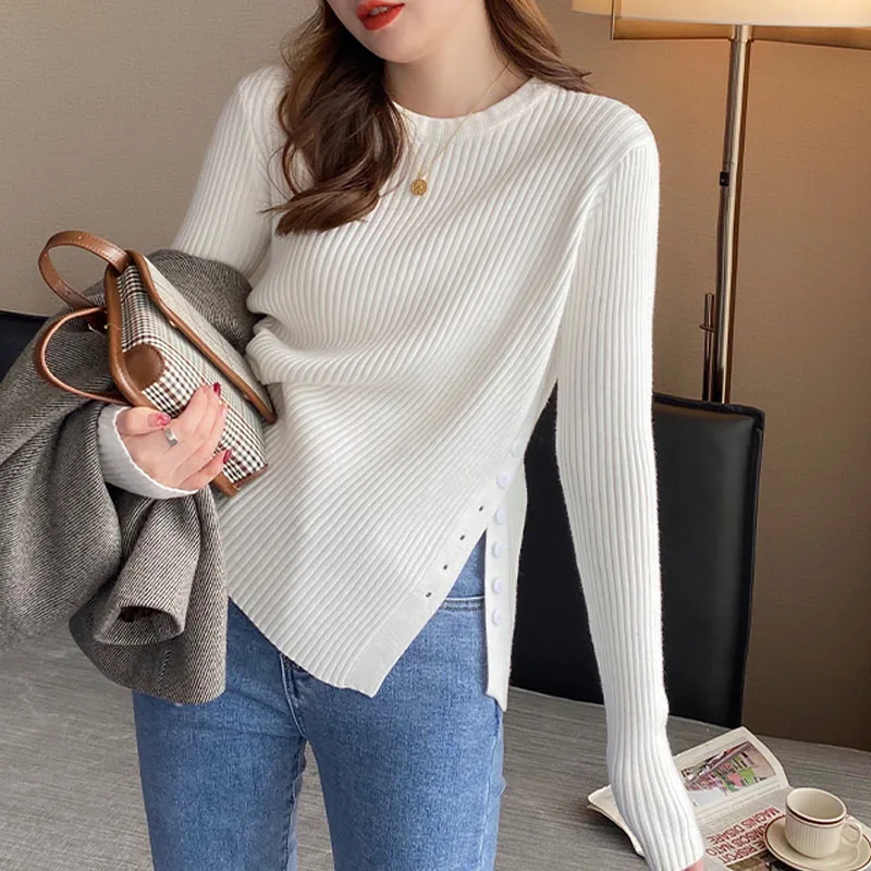 

Knitted Sweater Women Pullovers New Long Sleeve O-Neck Slim Knit Sweater Pullover Women Tops Sweaters Women Clothing 2025 Q1112