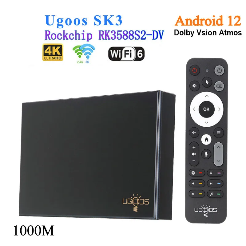 2026 New TV Box Ugoos SK3 Android 12 Rockchip RK3588S2 8GB 128GB 8K HD WIFI6 BT5.2 Media Player Set Top Box