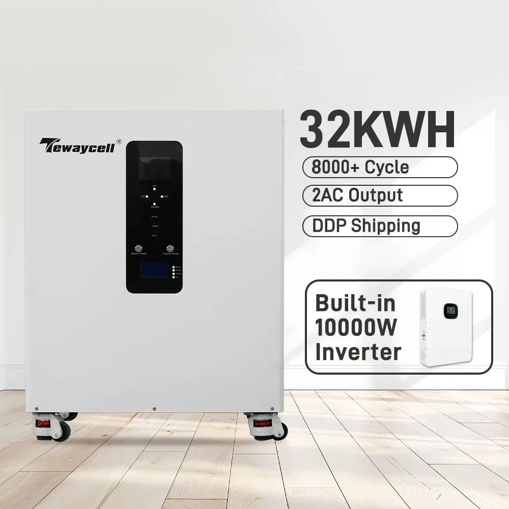 Tewaycell All in One ESS 51.2V 300Ah 400Ah 628Ah 16KWh 20KWH 32kwh With 10kw Inverter for Solar Energy Storage Systems