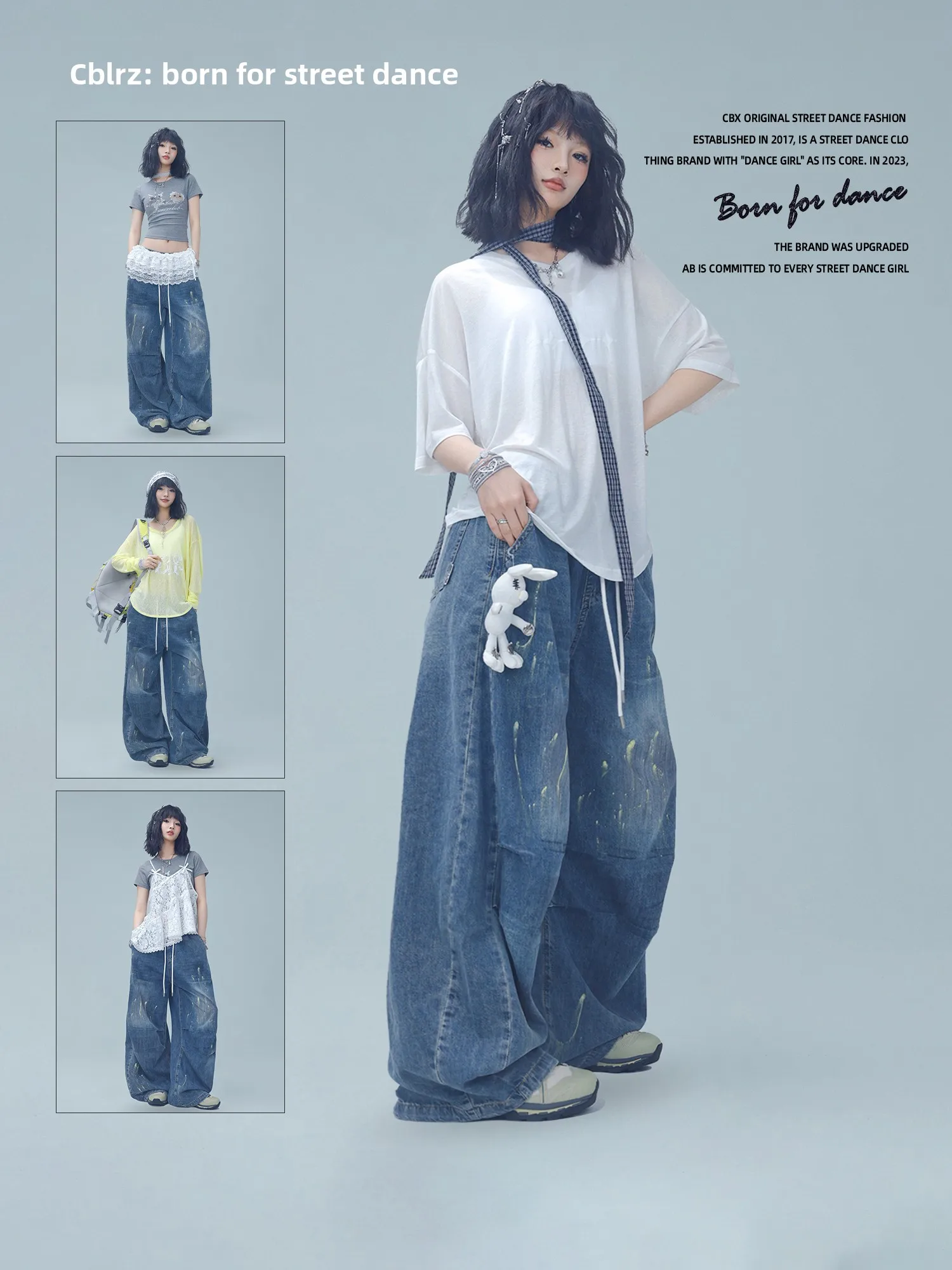 

CBXLAB Модные джинсы в стиле хип-хоп с завышенной талией для уличных танцев, повседневные брюки в американском стиле, крутые прямые брюки в стиле ретро, смесь хлопка