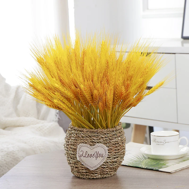 

50PCS Natural Dried Wheat Stalks Natural Ear of Wheat Grain Flower Bouquets Home Room Dining Table Flower Arrangement Decor