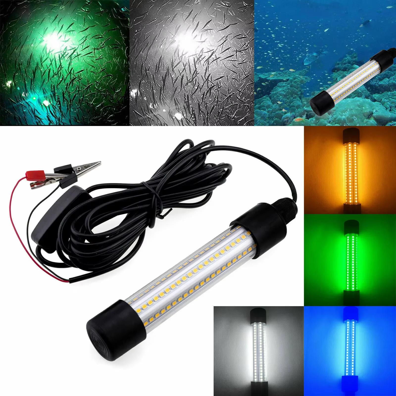 

LED Submersible Fishing Light Deep Drop Underwater Fish Lure Bait Finder Lamp 50W 12-24V Squid Attracting Lamp IP68