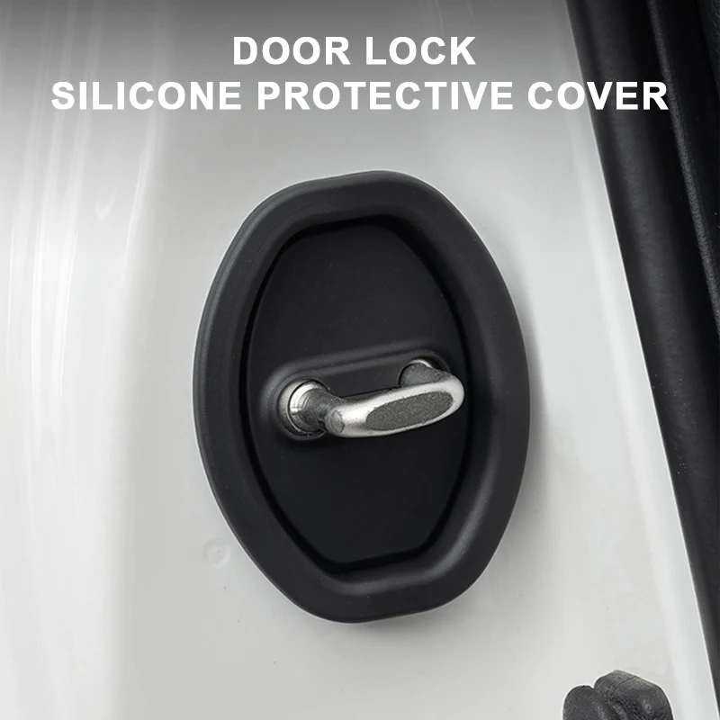 SEAMETAL 4pcs Car Door Lock Protector Covers Silicone Auto Door Lock Buckle Anti-Collision Protective Cover Shock Absorbing Pad