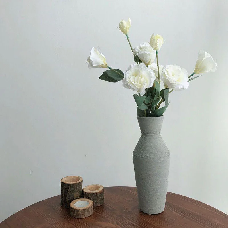 Nordic plain ceramic vase ornament ins wabi sandy wind simple art flower ware bed and breakfast office decoration