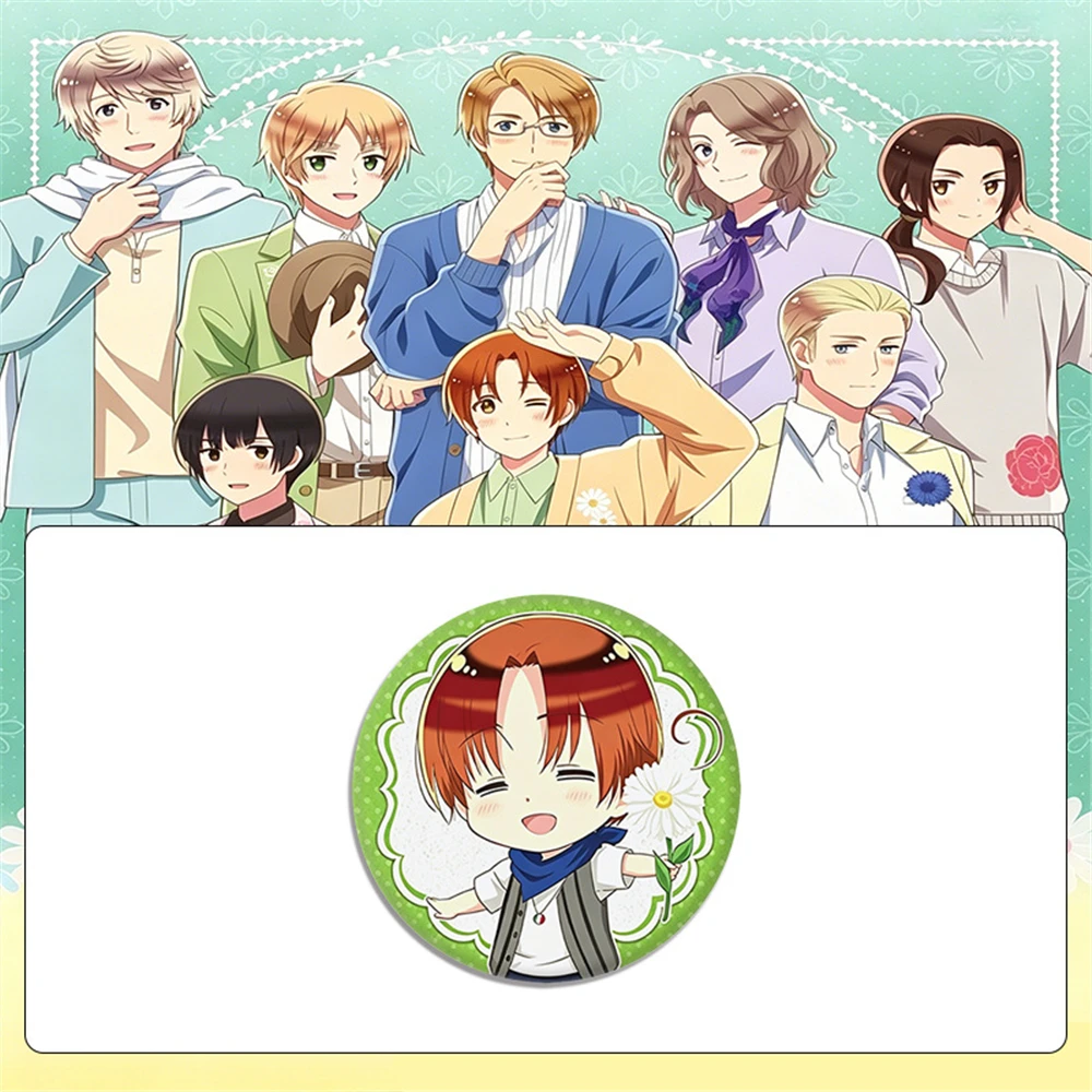 58mm Anime Hetalia Axis Powers World Stars PRC FRA RUS UK US Cosplay COSTUME Badge Pin SPTE Tinplate Brooch Porp Gilf﻿