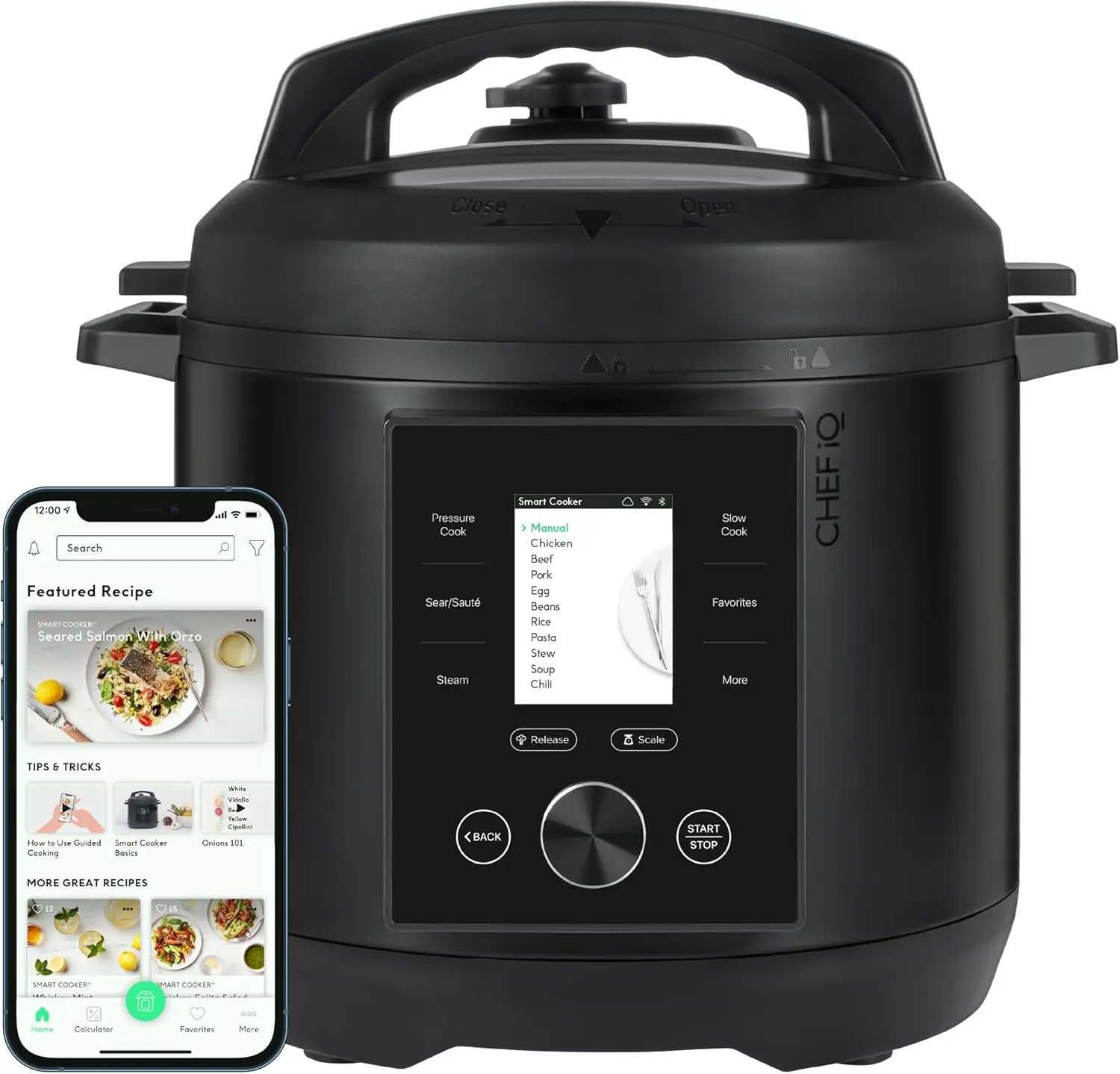 Pressure Cooker 10 Cooking Functions & 18 Features, Built-in Scale, 1000+ Presets & Times & Temps w/App for 600+ Foolproof Guide