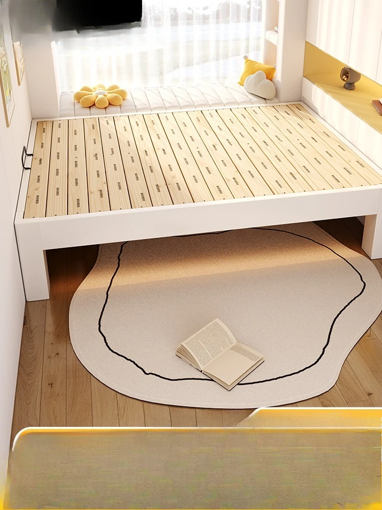 All solid wood silent row skeleton bed, shelf, tall tatami