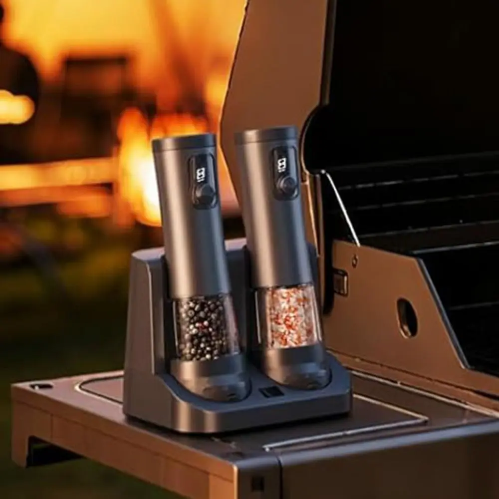 

USB Rechargeable Electric Pepper Salt Grinder Set LED Indicator Effort-saving Automatic Pepper Salt Grinder