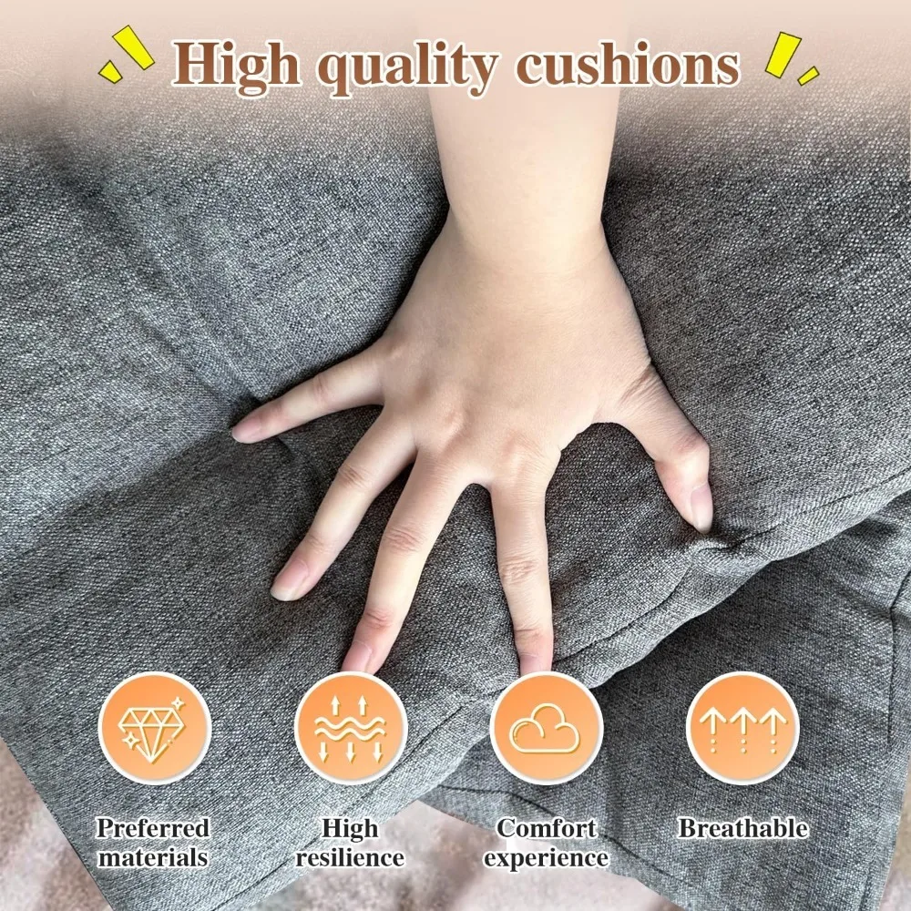 Custom Imitation Linen Rocking Chair Cushion,Non-Slip Pads Set of Upper and Lower with Ties for Dining Garden Balcony Office