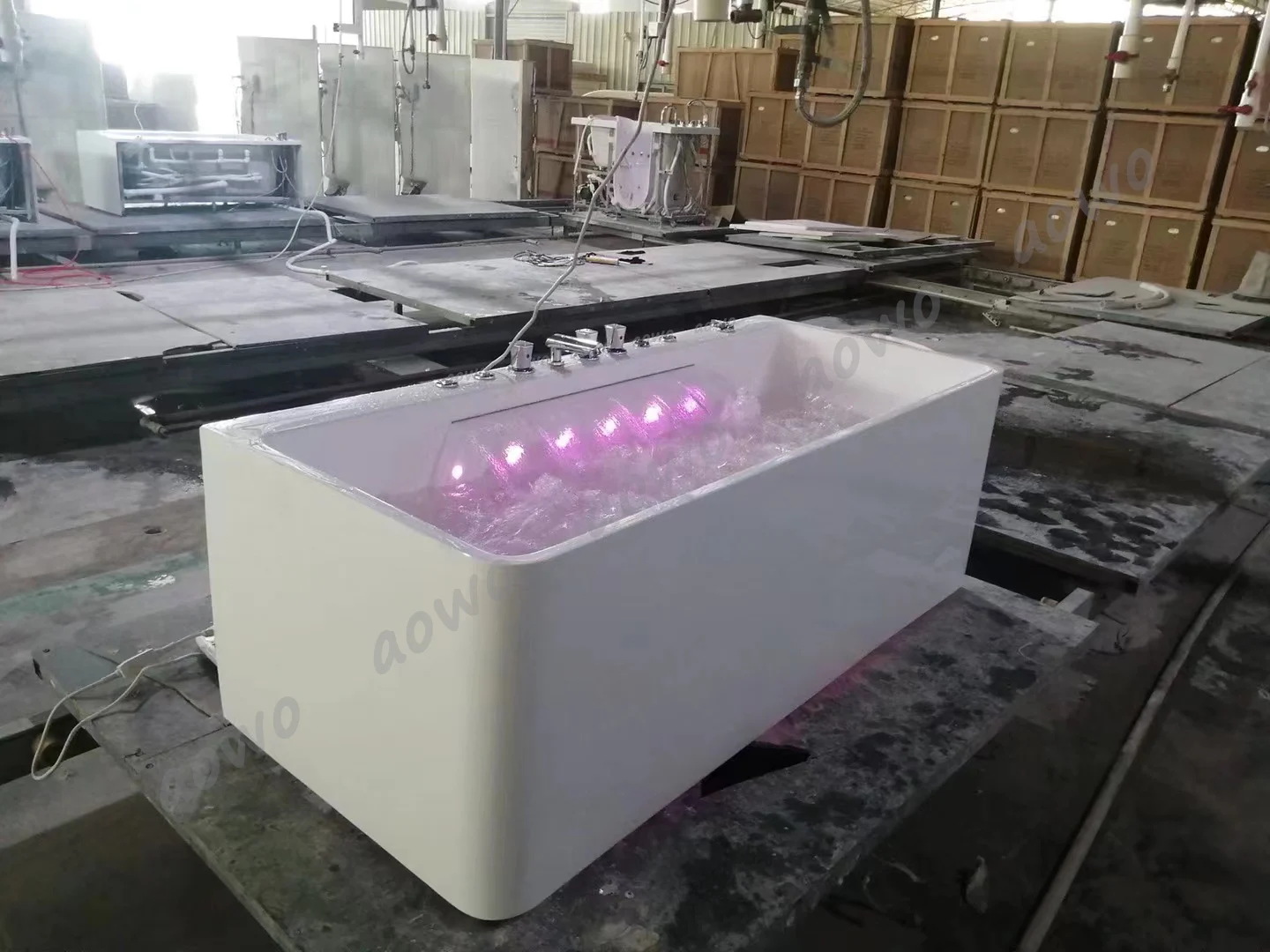 تصميم جديد AOWO حوض استحمام قائم بذاته فندق صالون سبا أحواض تدليك حمام جاكوزي داخلي 1 شخص