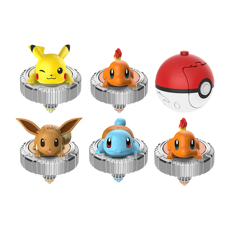 Juego de figuras de acción de Pokemon Ball Battle Gyro Spinning Pikachu Charmander Squirtle Mew Eevee Pocket Monsters, regalo de cumpleaños para niños