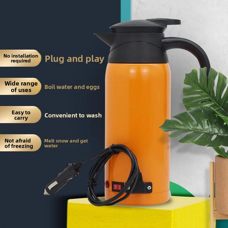12V24V car kettle dual voltage fast heating intelligent electric water heater for vehicles cigarette lighter circuit