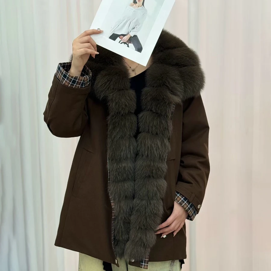 

Long Down Coats Real Fur Puffer Jackets Natural Fox Fur Collar Women's Winter Down Jacket Luxury Warm Goose Down Coat