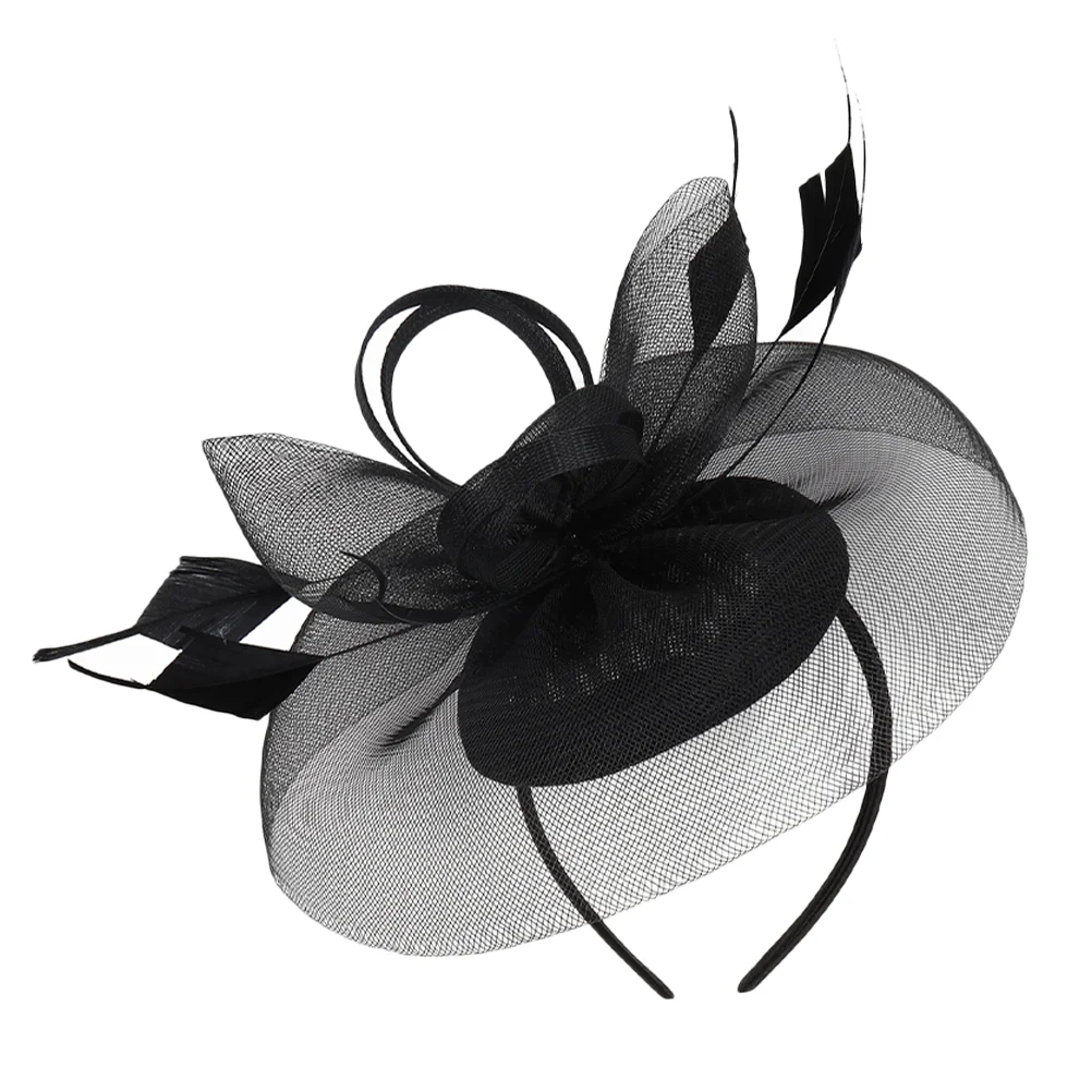 

Headband Wedding Decor Barrette Hat Fascinators for Women Tea Party Top 27X25X8CM Black Headwear Bride Banquet