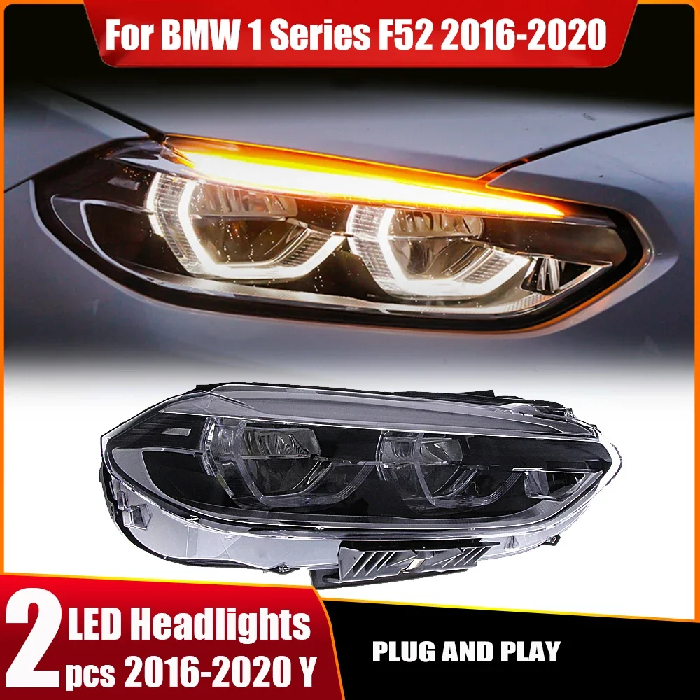 2PC LED Headlights For 2016-2020 BMW 1 Series F52 Led Headlights 118i 120i 125i Front Angel Eyes DRL Turn Signal Lights Assembly