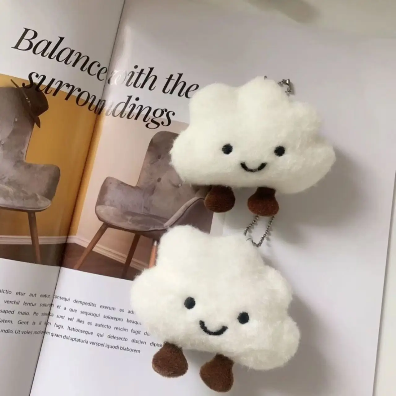 Schattige pluche pop witte wolk rugzak hanger sleutelhanger meisje Kawaii hanger pop knuffel paar sleutelhanger kind verjaardagscadeau