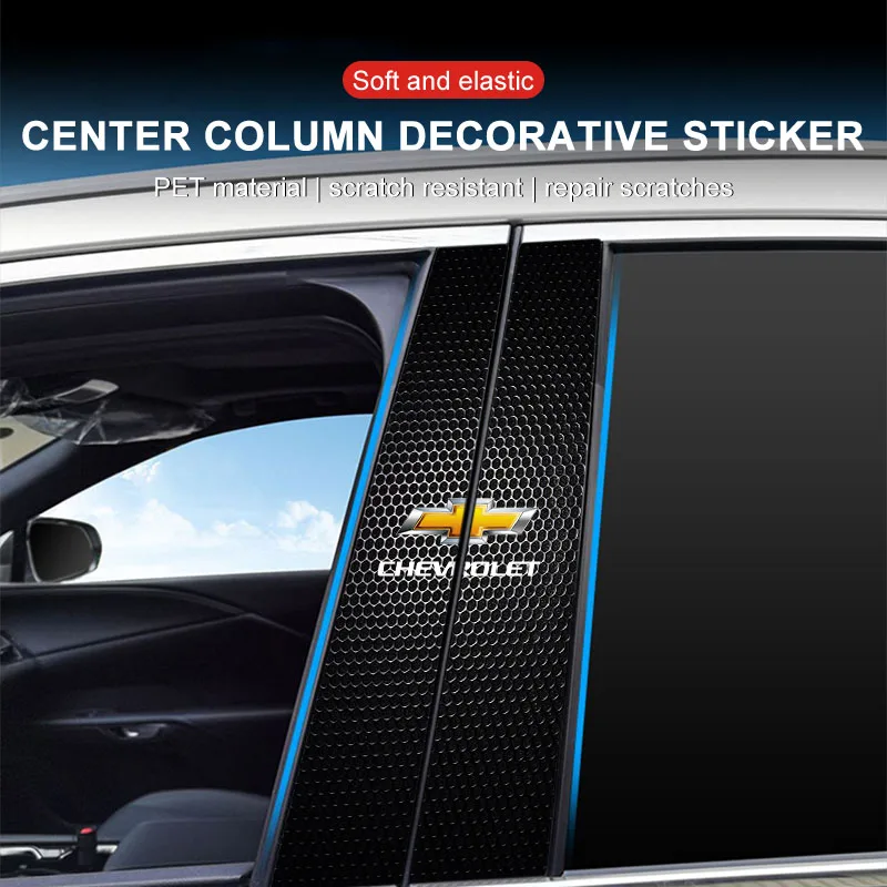 2x Car Emblem Center Pillar Sticker Auto Door Decorative Stickers for Chevrolet Camaro Trax Blazer Cavalier Onix Aveo Silverado