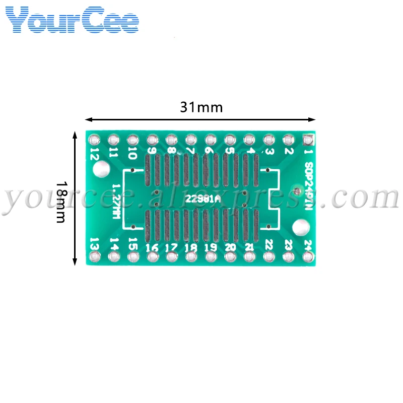 20 sztuk/2 sztuk SOP24/SSOP24/TSSOP24 do DIP24 0.65/1.27mm Adapter płytki transferowej PCB tablica do przywieszek Pin IC płyta testowa — zdjęcie 6