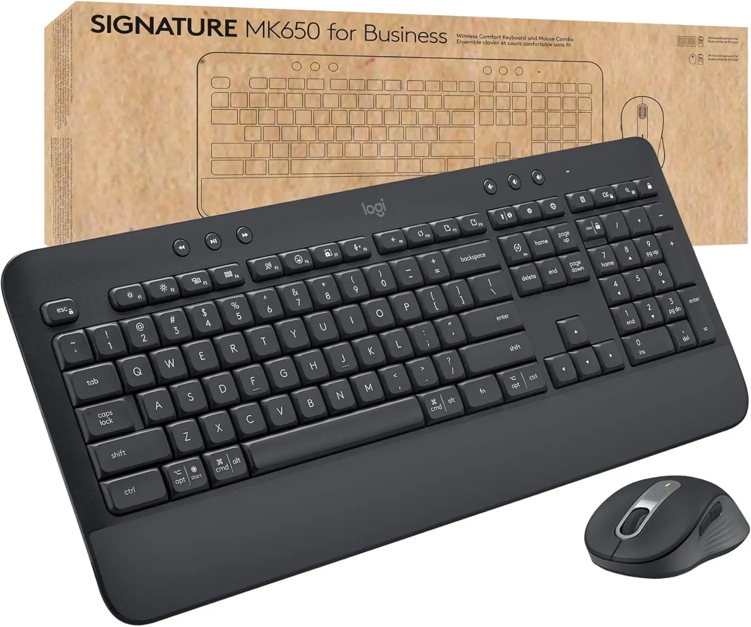 Wireless Keyboard and Mouse Combo for Business, Logi Bolt, Bluetooth, SmartWheel, Globally Certified - Graphite
