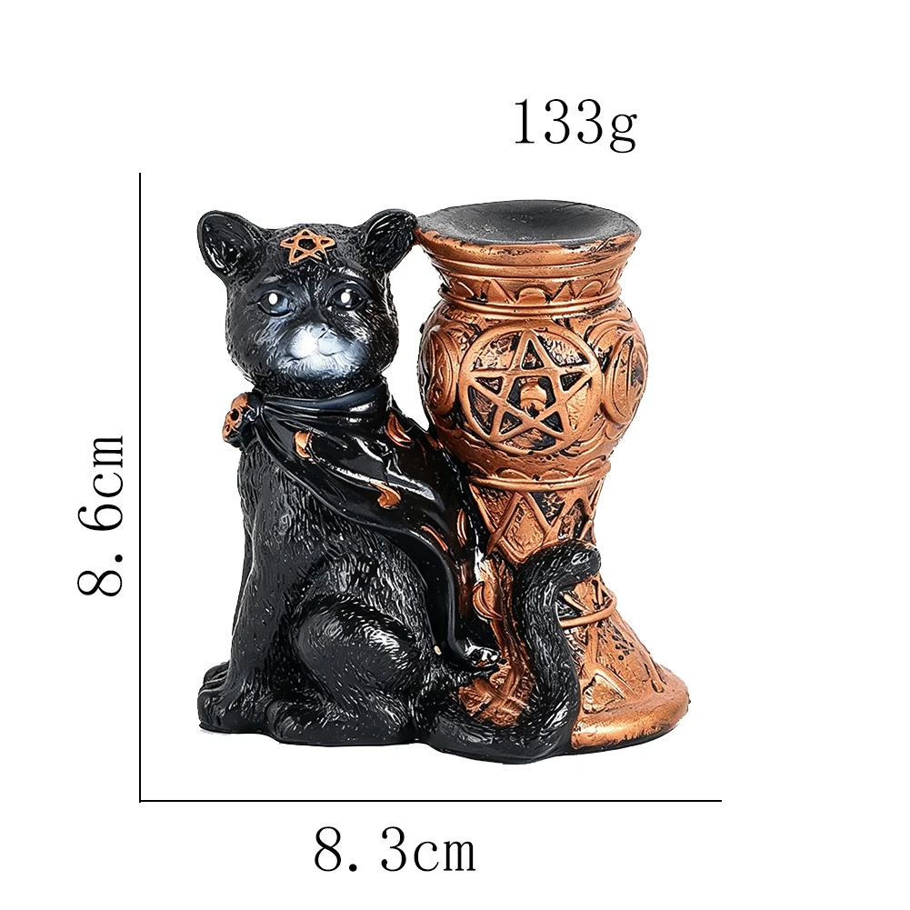 Wicca-Hexen Schwarze Katze Pentagramm Kristallkugelhalter Vintage Harz-Kerzenhalter Altar-Ornament Kugel-Präsentationsständer Deko-Geschenk – Detail 6