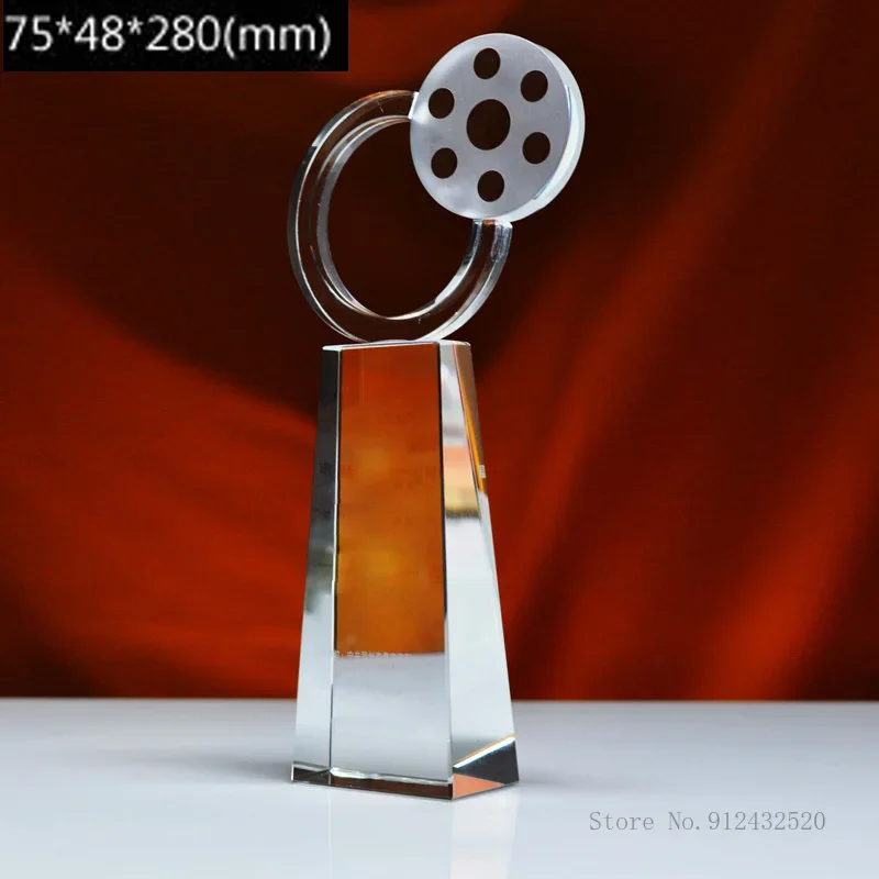 

Customized Film Festival Crystal Trophy, Creative Home Decoration, School Company Competition Individual Team Awards Trophy, 1Pc