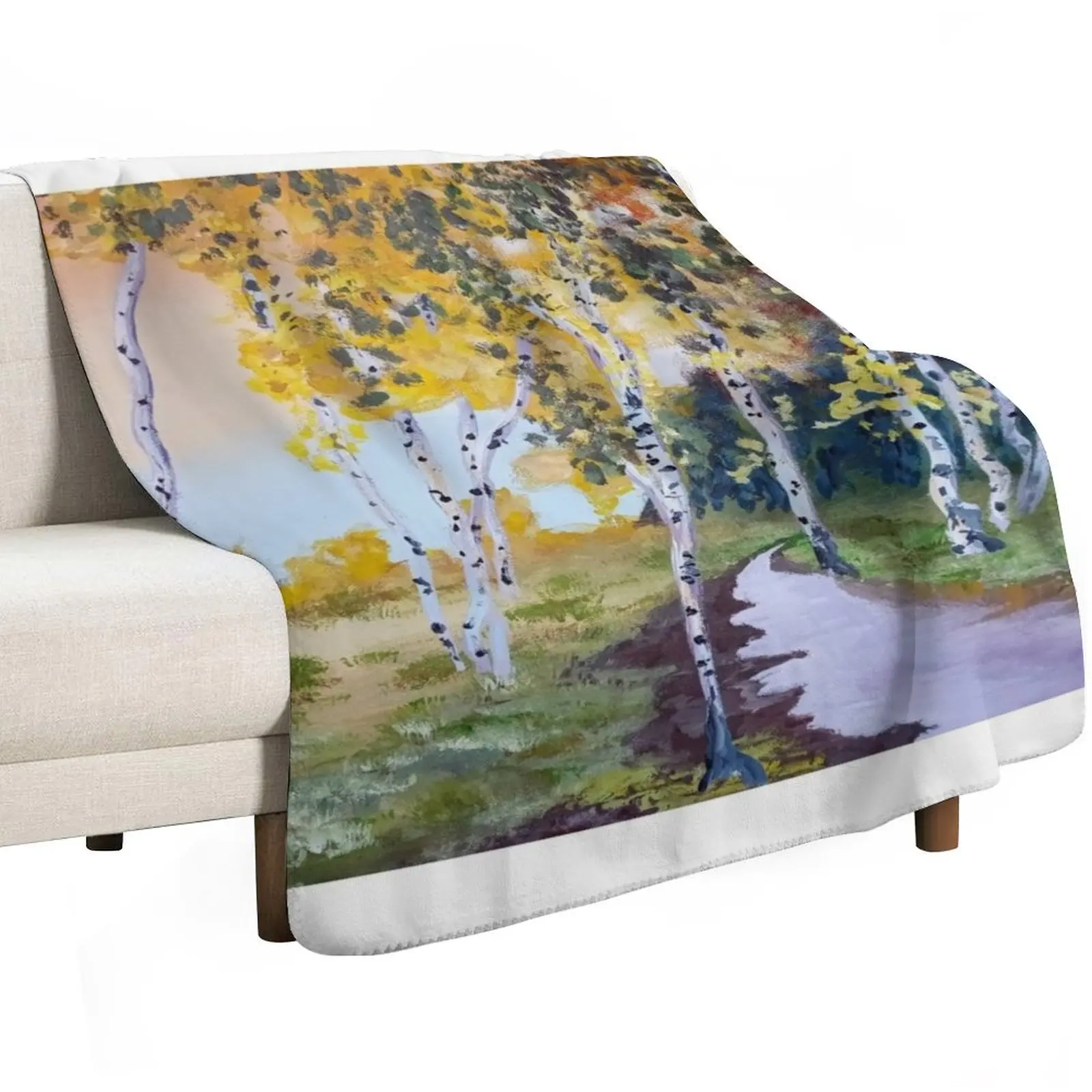 The Birch Grove Throw Blanket Quilt halloween Hairy Luxury Single Weighted Blankets