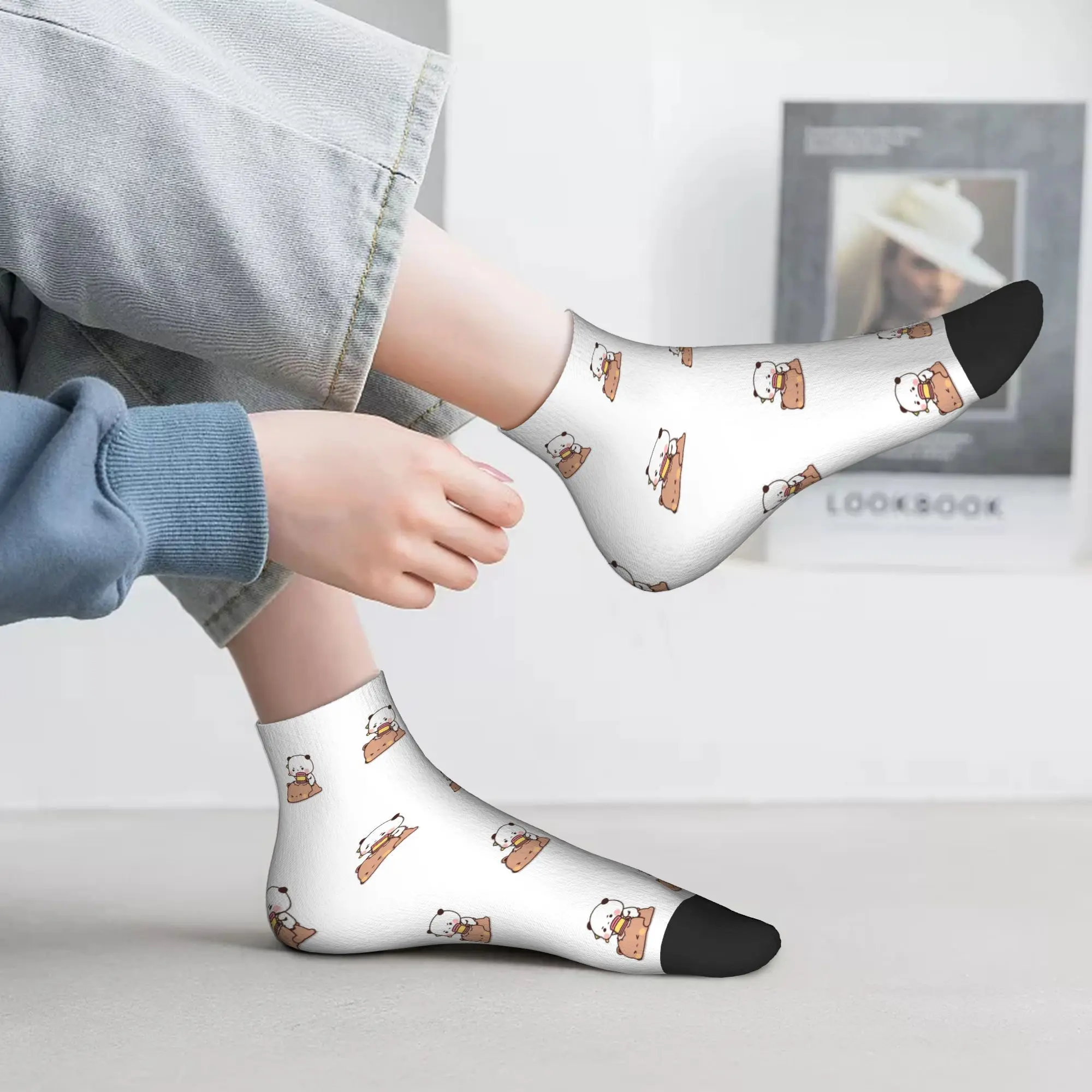 

Всесезонные носки Panda Brownie Bear Mochi Cats Harajuku, высококачественные носки для экипажа, повседневные чулки для мужчин и женщин, рождественские подарки