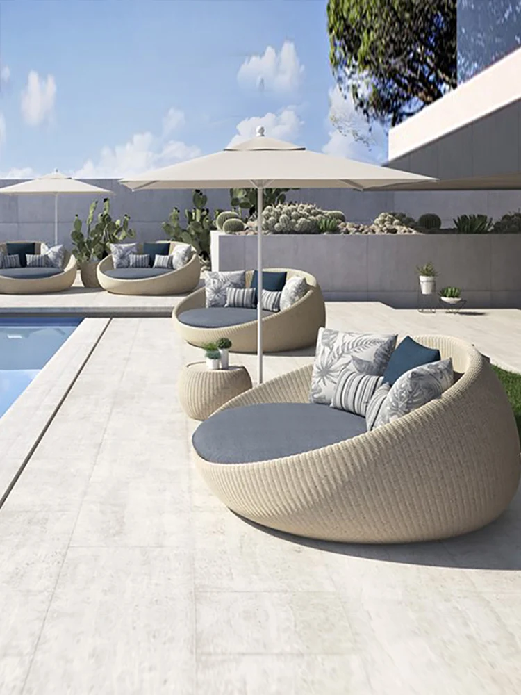 

Outdoor rattan sofa creative courtyard terrace garden rattan chair tea table combination outdoor leisure furniture