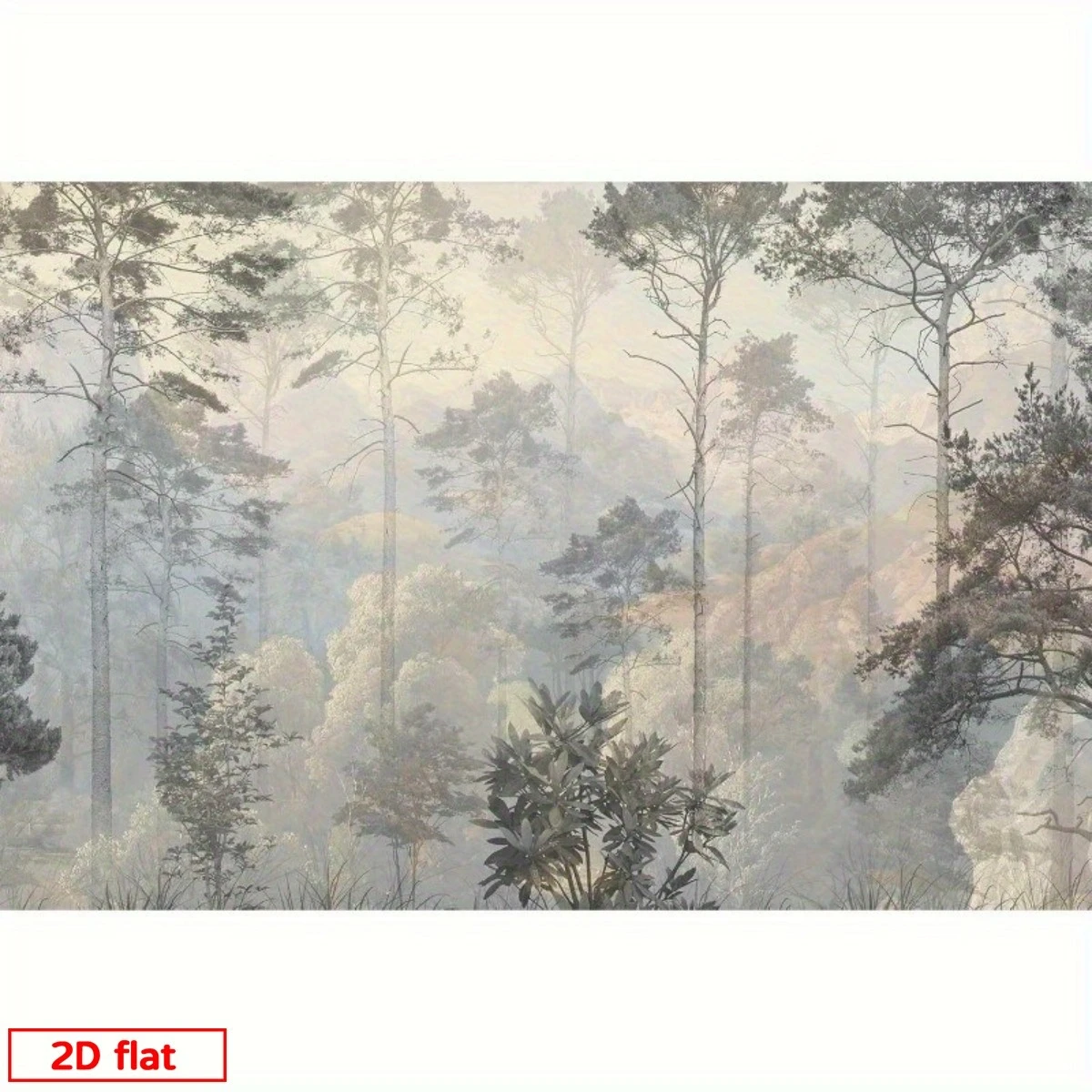 1pc Vintage Misty Forest Landscape Wall Tapestry, Neutral Tone Woodland Nature Wall Art for Bedroom Living Room Decor