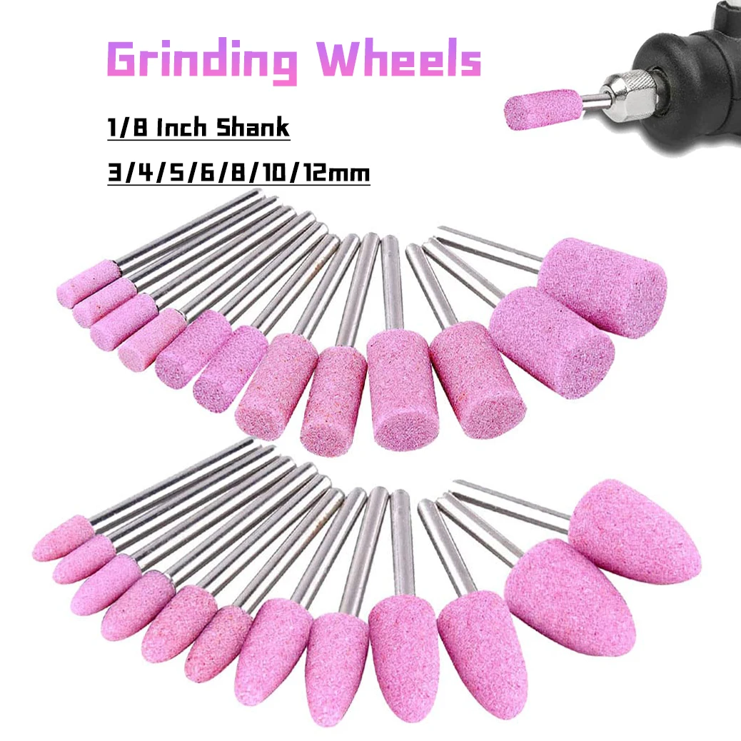 Peijian 5~50pcs 1/8 Inch ( Shank 3/4/5/6/8/10/12mm Abrasive Mounted Stone Rotary Tool Grinding Wheels Bit For Dremel Rotary Tool