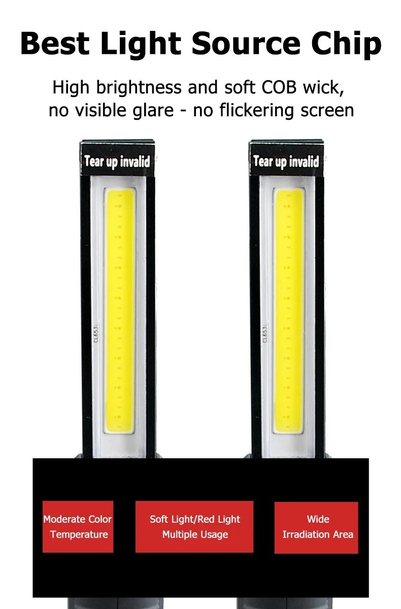 Imagem -03 - Portátil Dobrável Led Cob Trabalhando Luz Multifuncional Usb Recarregável Lanterna Magnética com Gancho Lâmpada da Tocha para Exterior