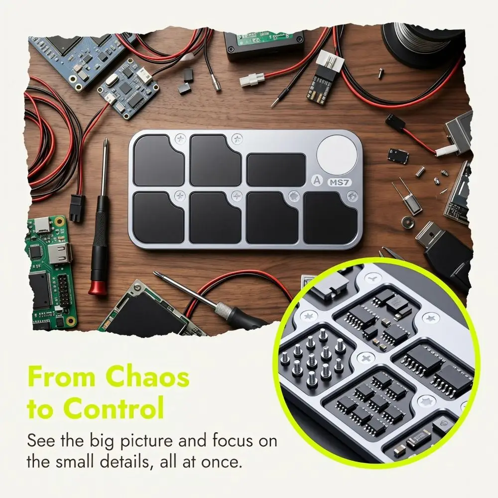 Aluminum Alloy Frame Magnetic Screw Storage Tray Strong Magnet Module Precision Screwdriver MS7 Screw Tray