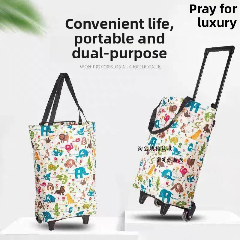 ultra-lightweight-hand-pulled-shopping-cart-portable-foldable-stainless-steel-grocery-buying-car-home-storage-bag-pull-cart