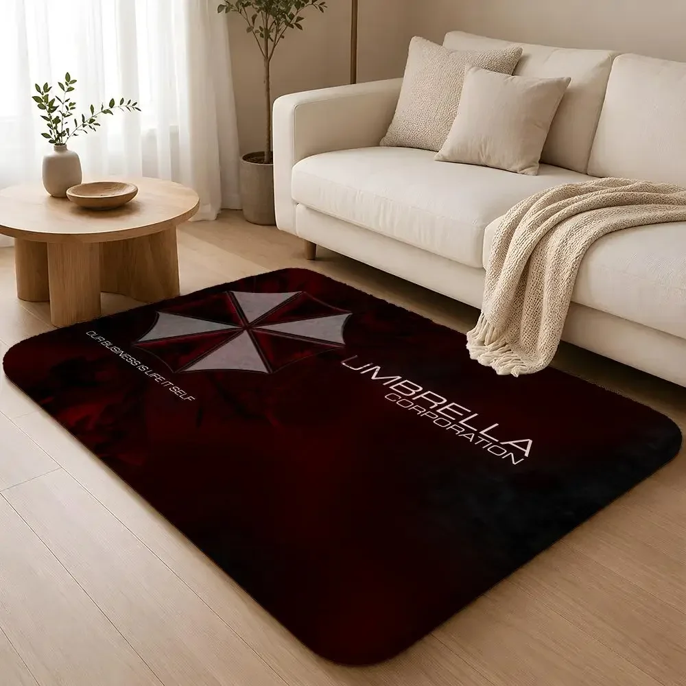 Horror Movie Umbrella Corporation anime Floor Mat Machine Washable Soft Flannel Area Rug, Non-Slip Absorbent Floor Mat