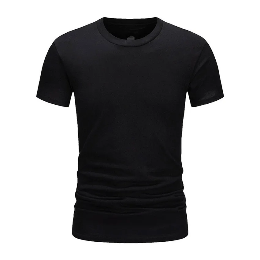 Summer Men\'s Cotton T-shirt Fashion Slim Black Short Sleeved Comfortable Casual Round Neck T-shirts Top Men\'s Clothing