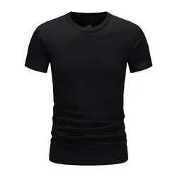 Summer Men's Cotton T-shirt Fashion Slim Black Short Sleeved Comfortable Casual Round Neck T-shirts Top Men's Clothing