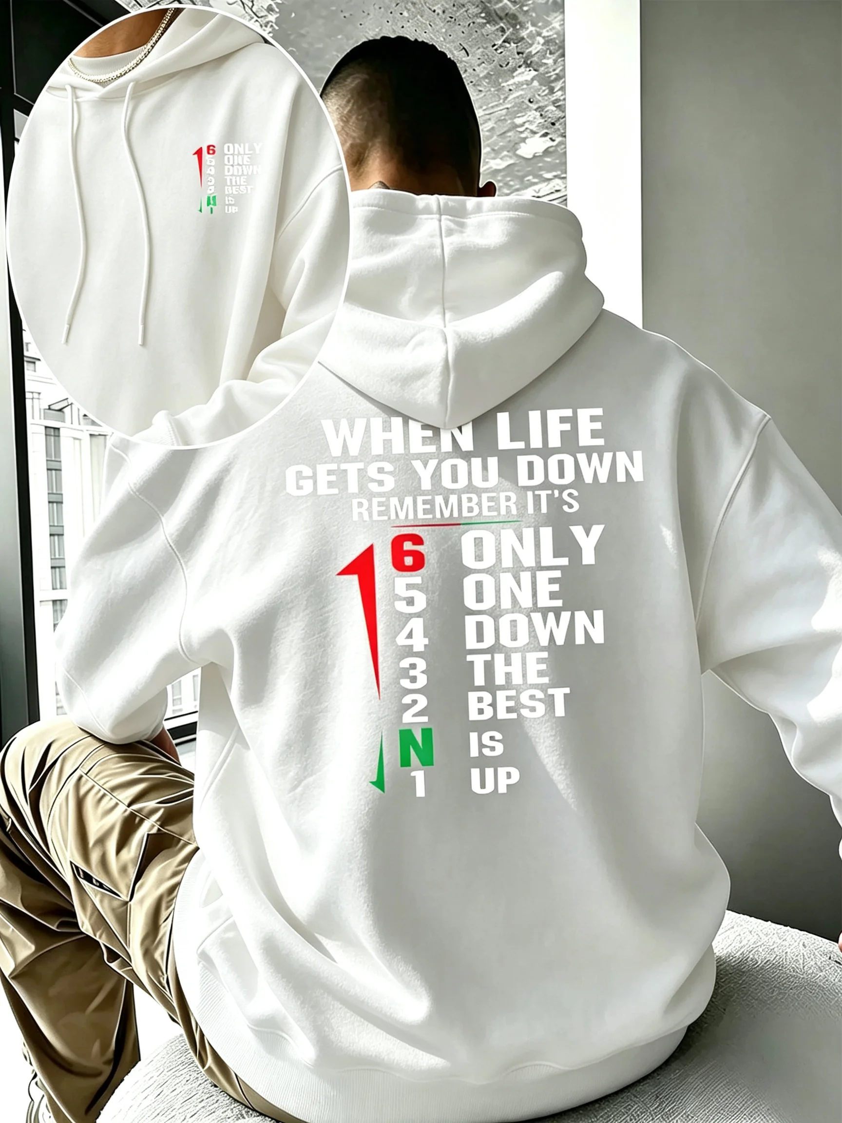 2026 New Unisex Oversized Hoodie Motorcycle Gear Shift When Life Gets You Down Print Streetwear AutumnWinter Pullover Sweatshirt