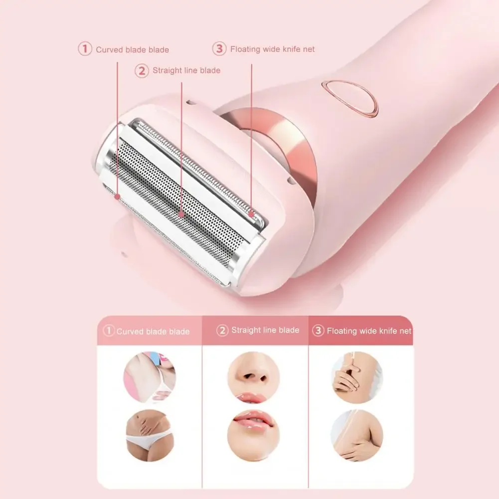 

Portable Electric Shaver Dual Head Electric Epilator for Women Hair Body Removal Face Rechargeable Bikini Usb Area Tool for