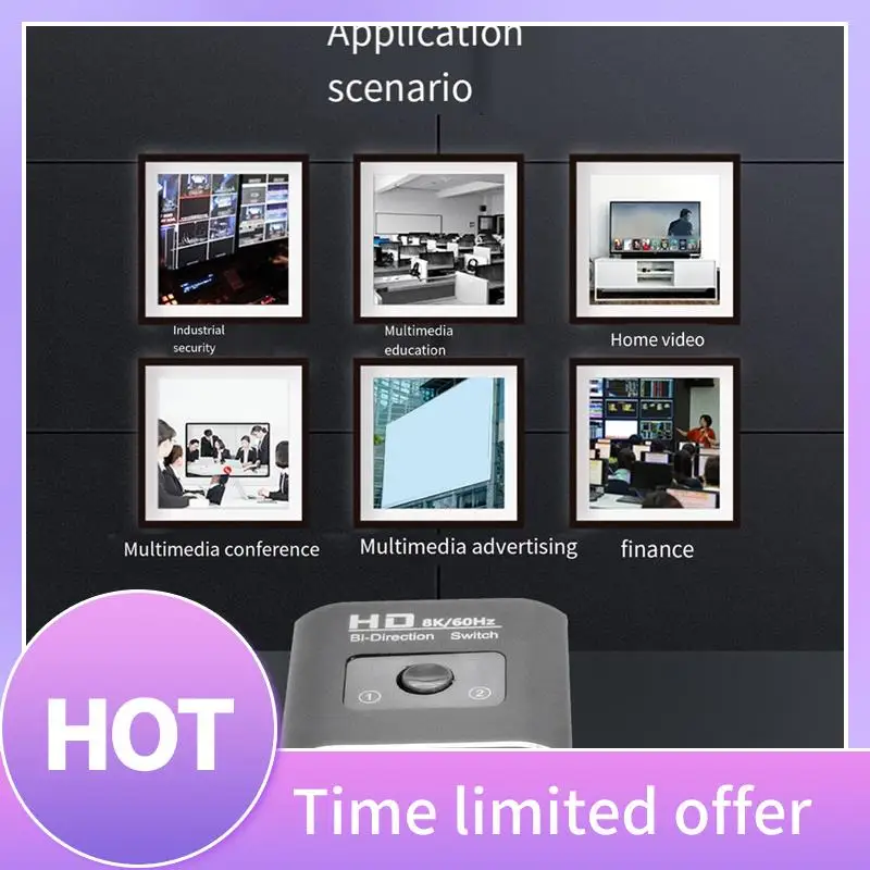 

ABFN-HD 8K 60 Гц двунаправленный переключатель 1 в 2, видеораспределитель, разветвитель с двойным дисплеем, совместимый сплиттер для портативных ПК Du