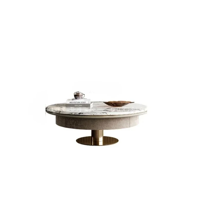 

New Light luxury coffee table TV cabinet combination living room modern simple natural luxury stone marble round coffee table