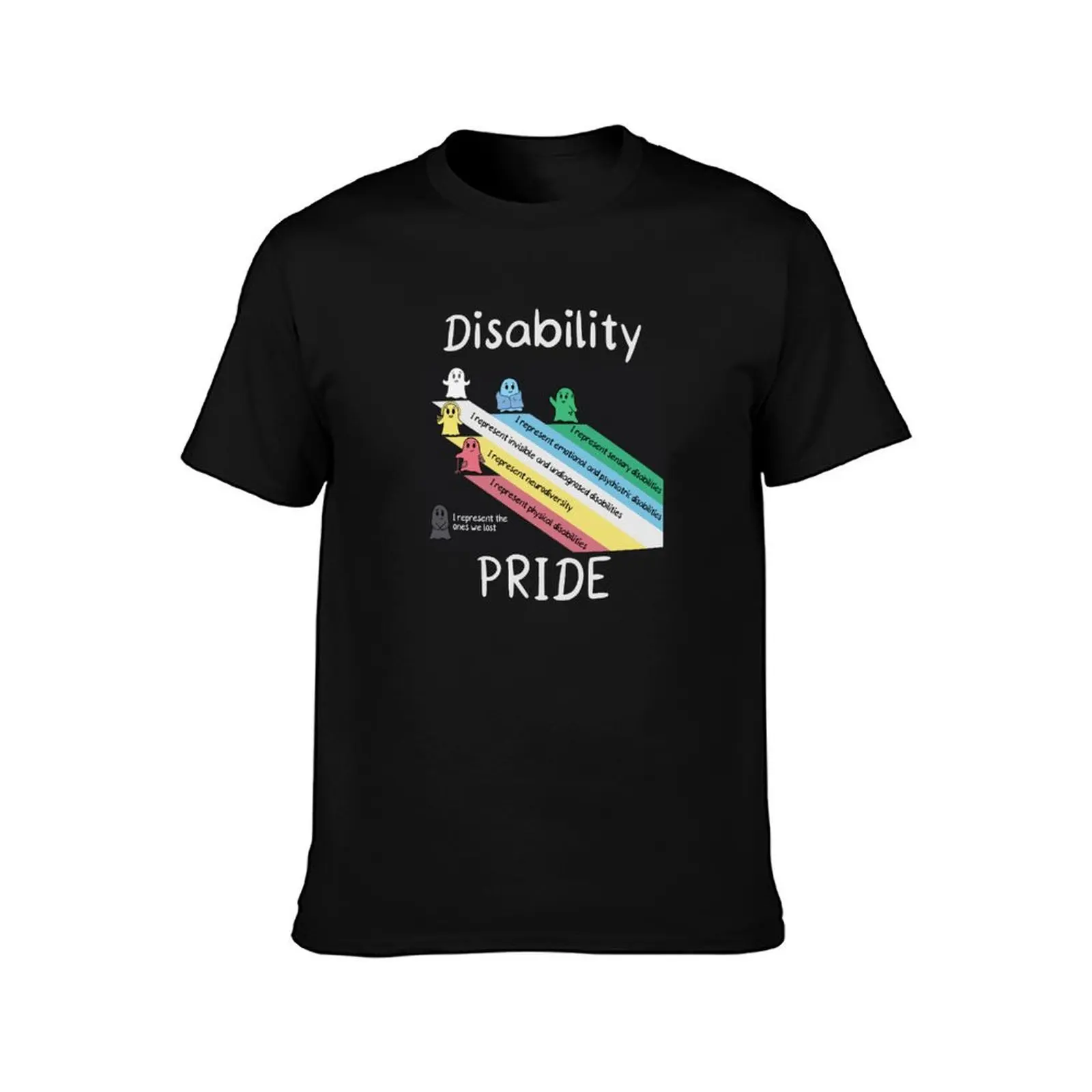 Disability Pride with Ghosts and descriptions T-Shirt Plus Size Quick Dry Sports Tee T-Shirt