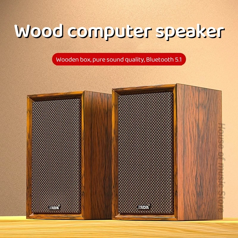 

Wooden Home Multi-media Computer Speakers USB Wired Desktop Notebook 2.0 Stereo Surround Heavy Bass Bluetooth 5.1 Loudspeaker