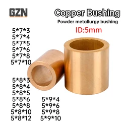 10PCS Inner Diameter 5mm Brass Bushing Powder Metallurgy Oil Bearing Copper Bushing Wear-resistant Guide Bushing
