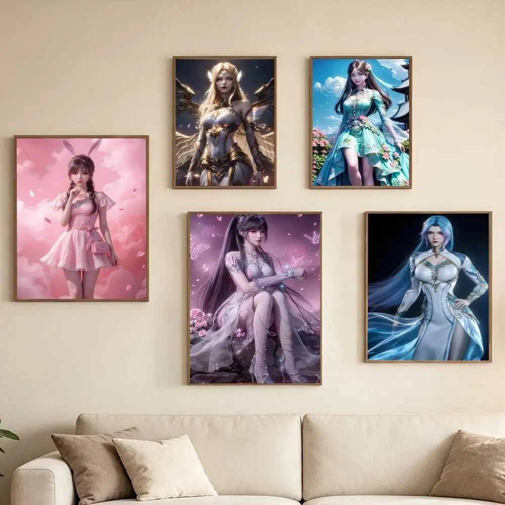 Soul Land DouluoDalu TangSan XiaoWu Poster Waterproof Wall Art Sticker For Bar Living Room Vintage Decor High Quality Print Gift