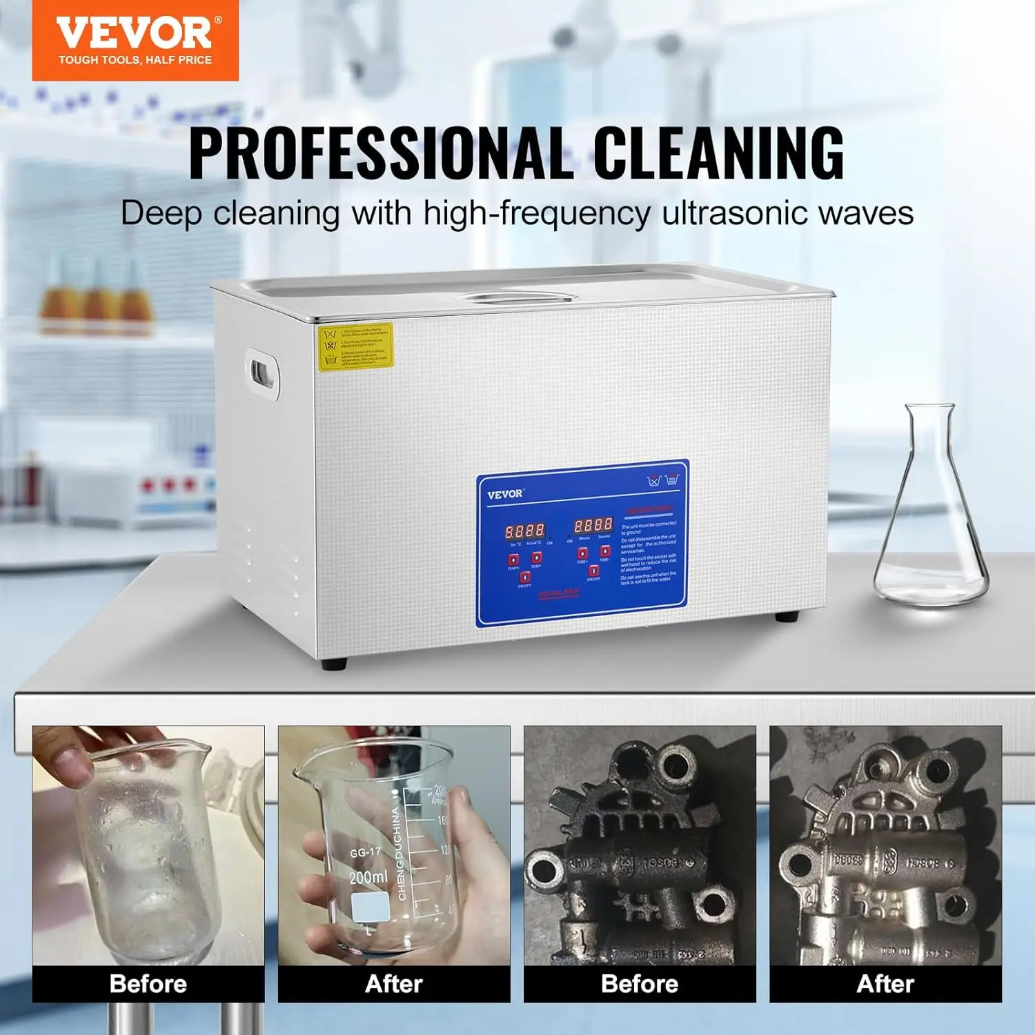 Ultrasonic Professional Cleaner, 30L Jewelry Cleaner with Digital Timer & Heater, Stainless Steel Industrial Sonic Cleaner