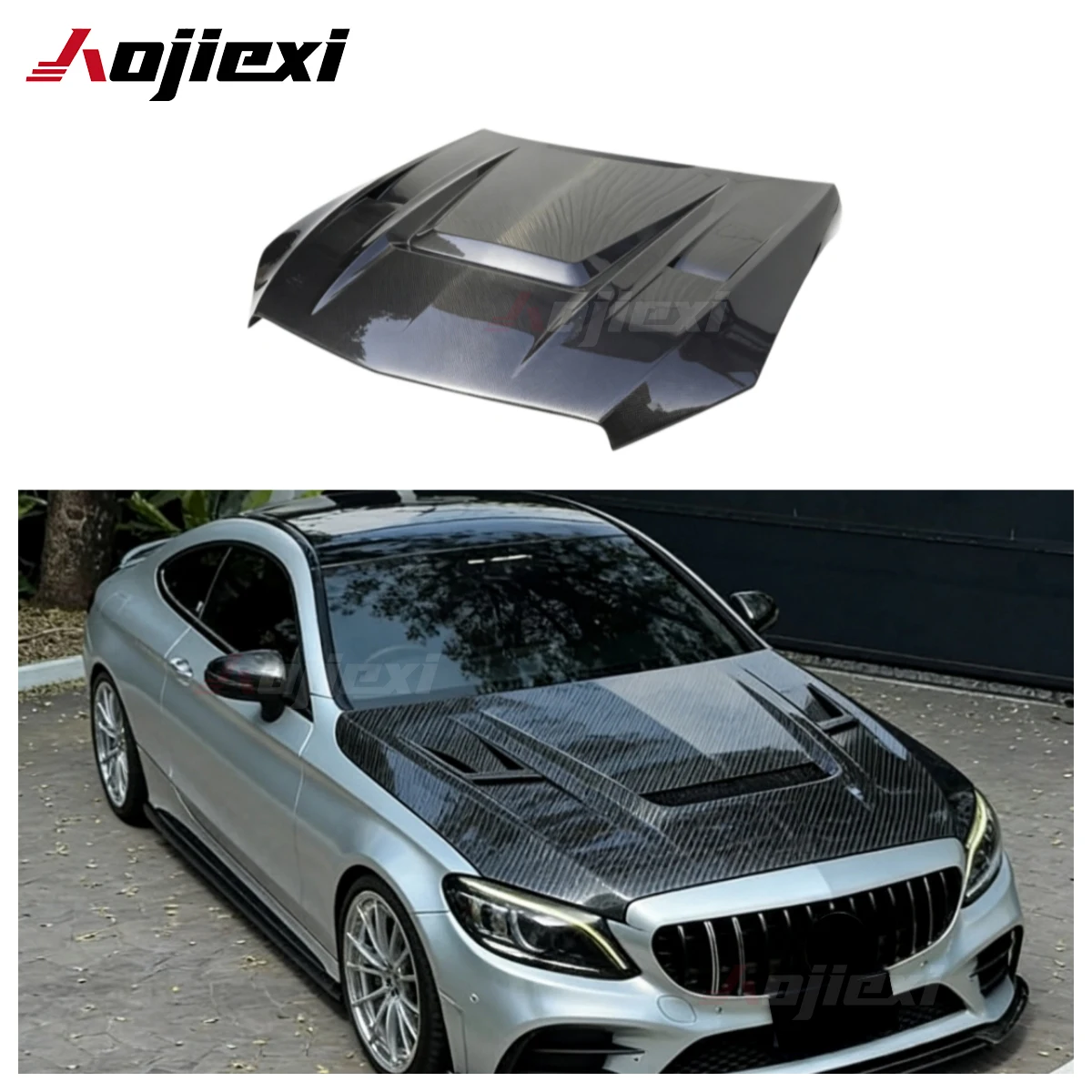 W205 Hood Carbon Fiber IMP Style Engine Bonnet Cover For Mercedes Benz C Class W205 C250 C300 C43 2015-2021 Carbon Engine Hood